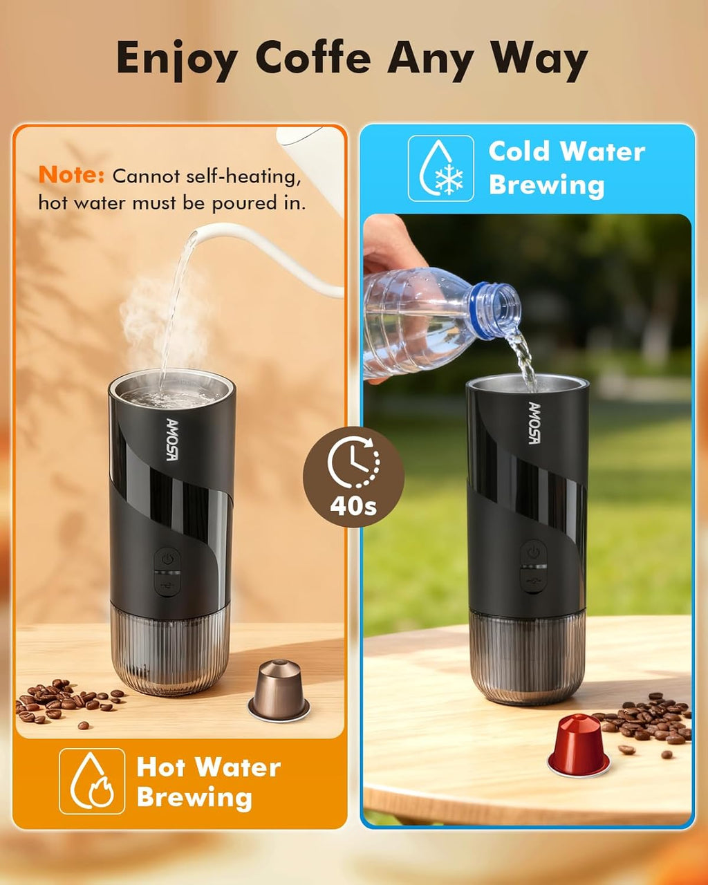 All in 1 Portable Electric Espresso Machine & Coffee Grinder & Milk Frother