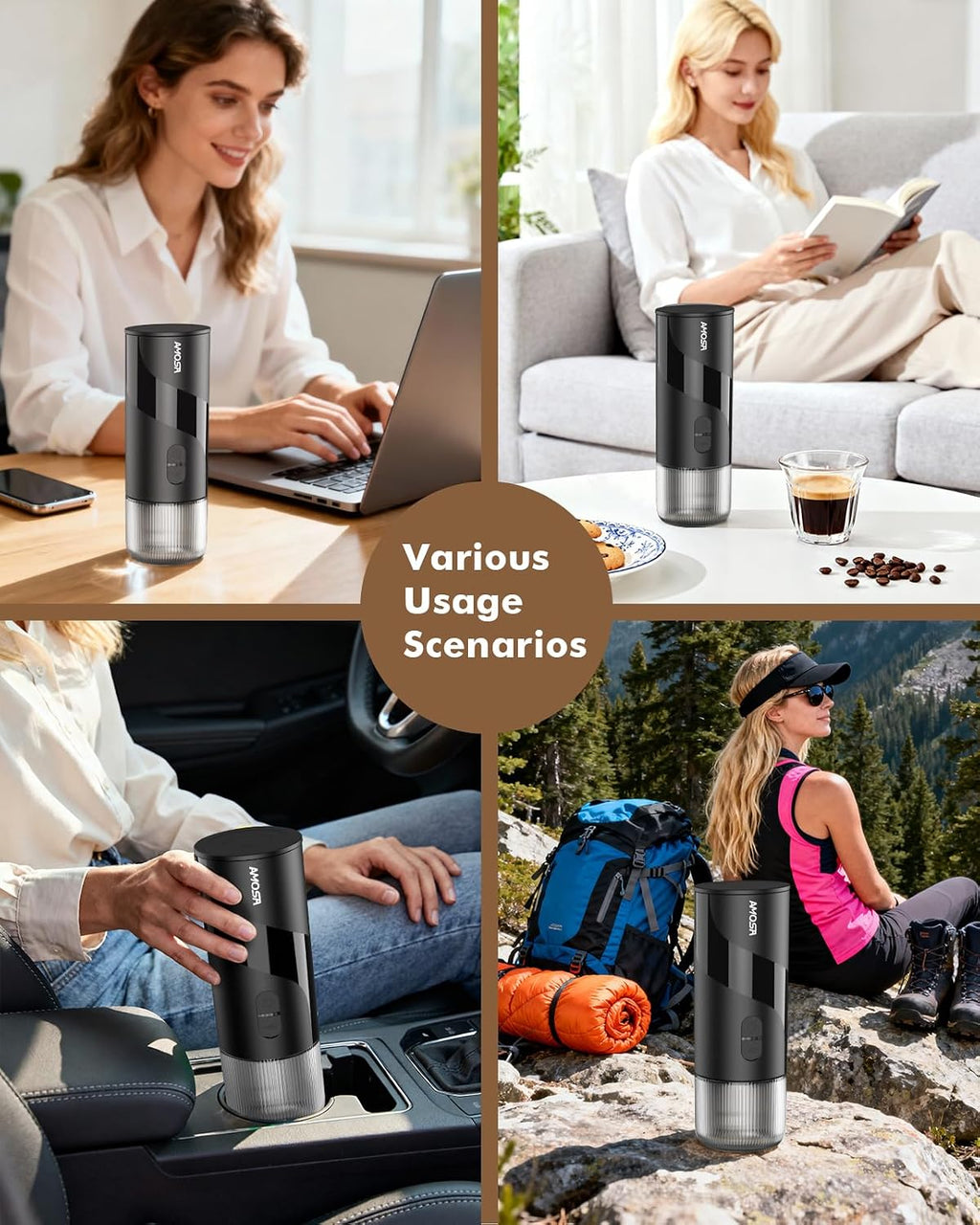 All in 1 Portable Electric Espresso Machine & Coffee Grinder & Milk Frother