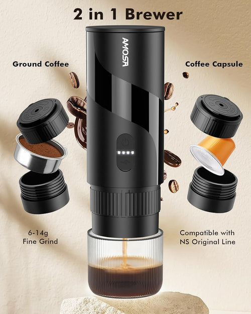 All in 1 Portable Electric Espresso Machine & Coffee Grinder & Milk Frother